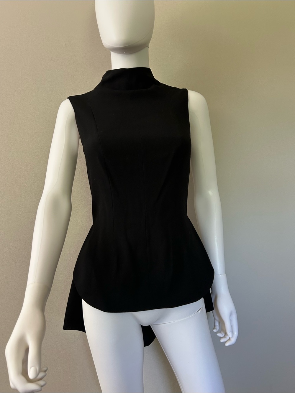 The Row Retlum Top Size 2 Black Virgin Wool Silk Asymmetric Peplum NWT